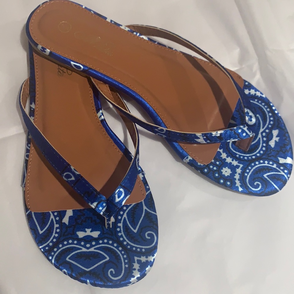 NEW Blue Bandana Style Flip Flops